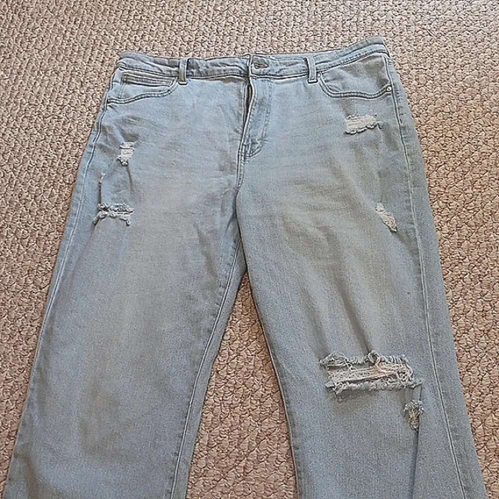 Women 19/34 Vintage Y2K Distressed Baggy Straight Leg Jeans Straight Leg Denim